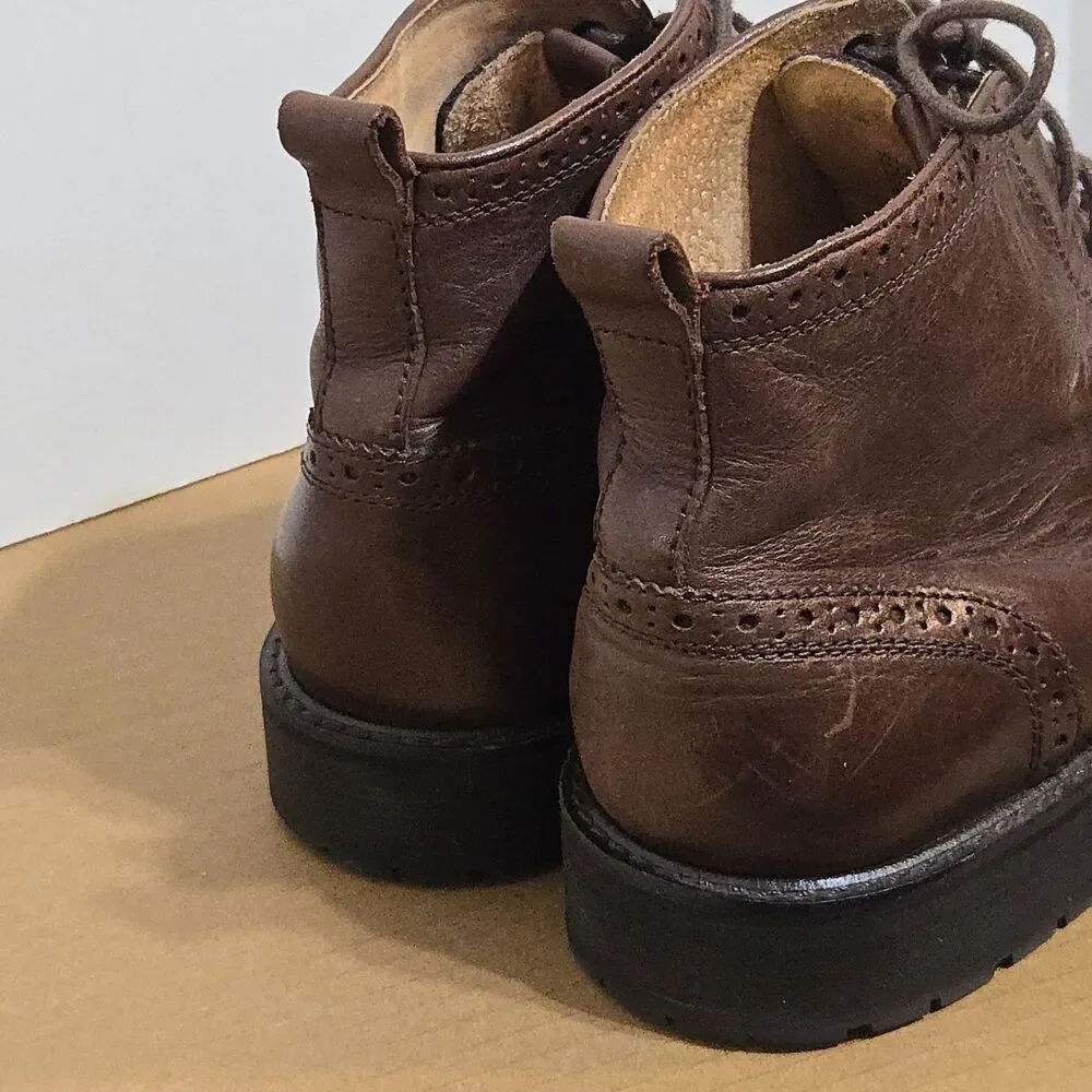 Florsheim Limited Mens Sz 10D Brown Leather Wingtip Lace Up Chukka Ankle Boots‎